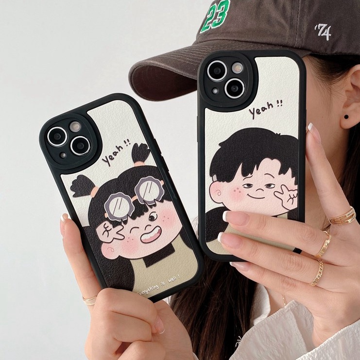 Couple Soft Case OPPO A9 A5 A31 A53 A33 2020 A7 A5S A12 A11K F9 F11 A15S A35 A52 A92 A54 A36 A96 A83 A57 A3S A16 A1 Pro Reno 3 5 6 7Z 9 Hitam Cowok Cewek