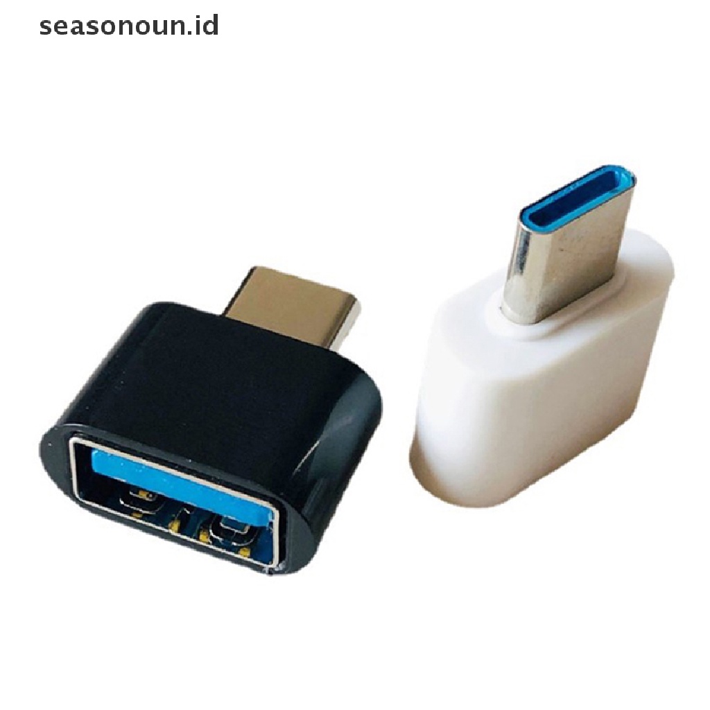 Seasonoun 10pc Konektor Konverter Adapter OTG Handphone Mini Tipe-C Male to USB Female.