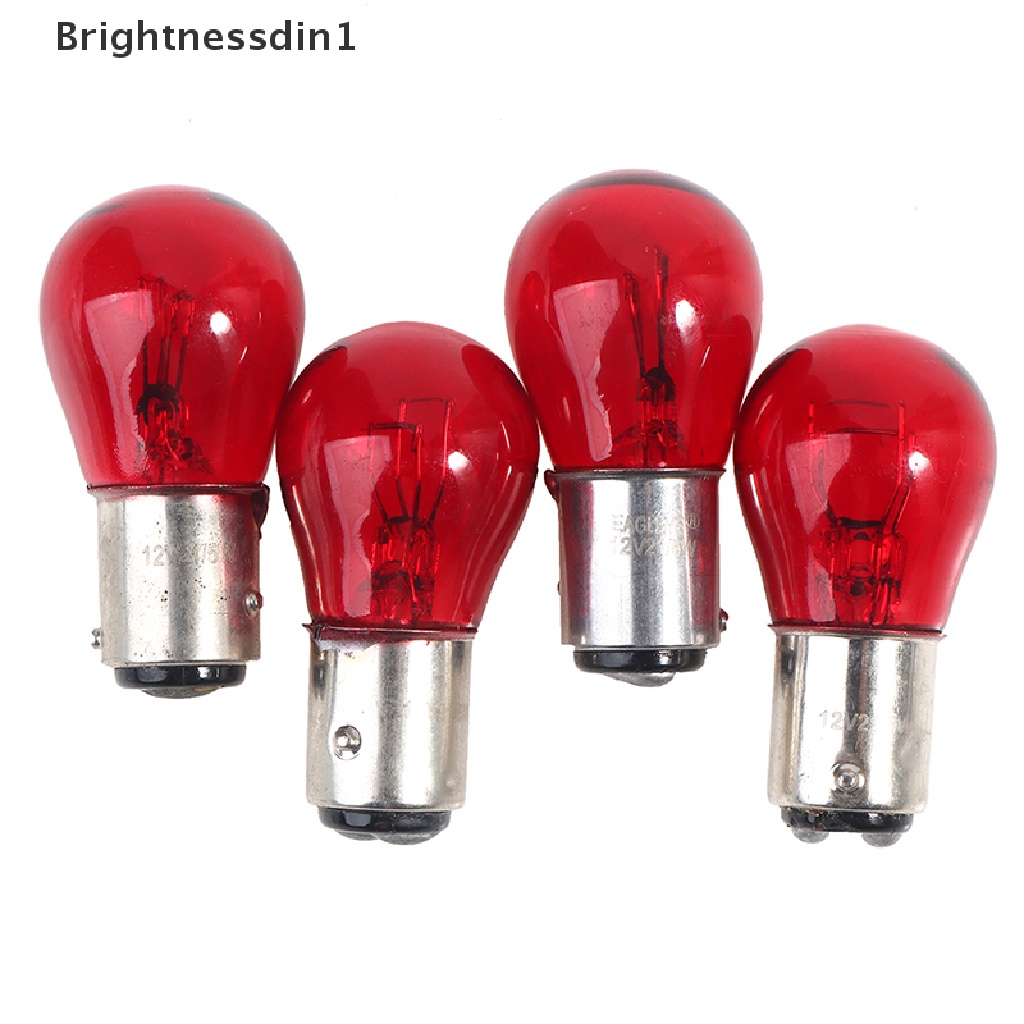 [Brightnessdin1] 2pcs BAW15D Red Rem Stop Tail Light Bohlam Mobil 12V Sein Lampu Peringatan Butik