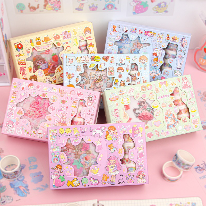 Stiker Set Isolasi Washitape Selotip Bermotif Sticker Gambar Kartun OSM-ST0271
