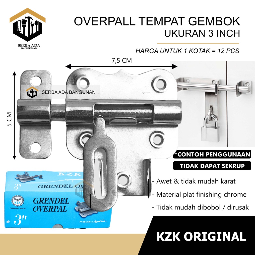 Slot Pintu Gudang 2 Inci 3 Inch l Grendel Gembok Selot Slot Overpal Tempat Cantolan Gudang Jendela l Barrel Bolt