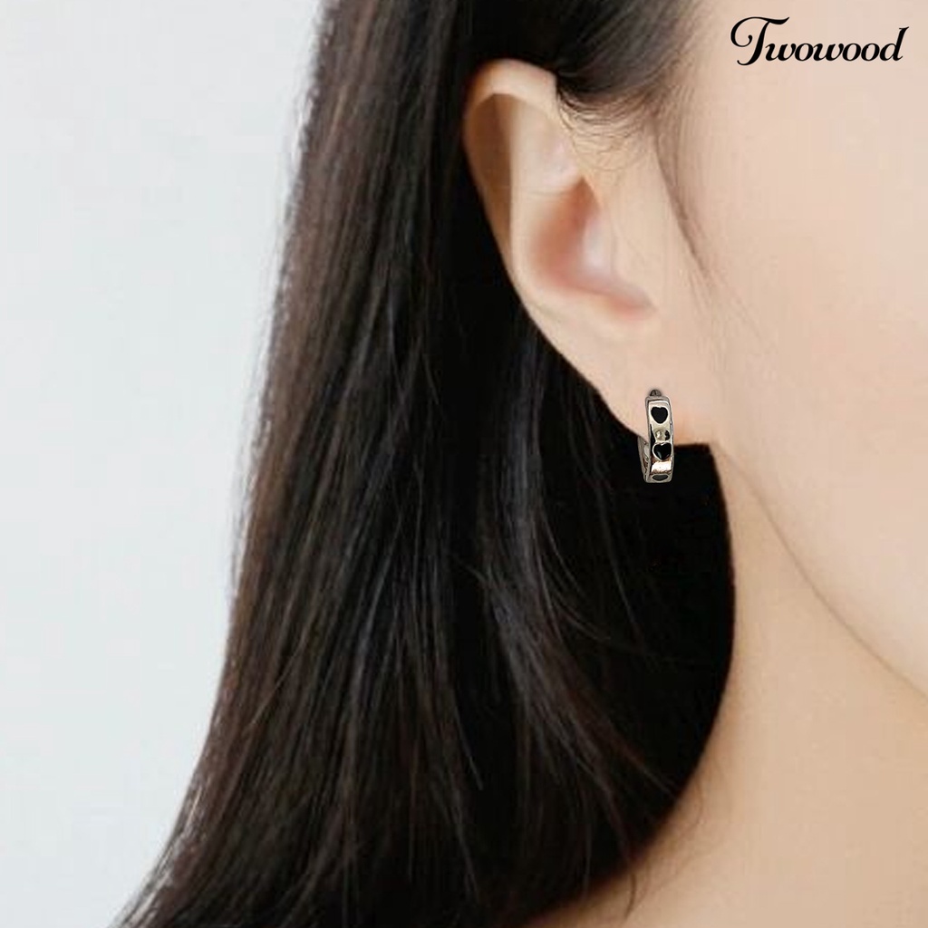 Twowood 1set Anting Wanita Manis Keren Gothic Multi-Gaya Hadiah Elegan Alloy Cinta Hati Berbentuk Hoop Menjuntai Stud Earrings Kit Untuk Pacaran