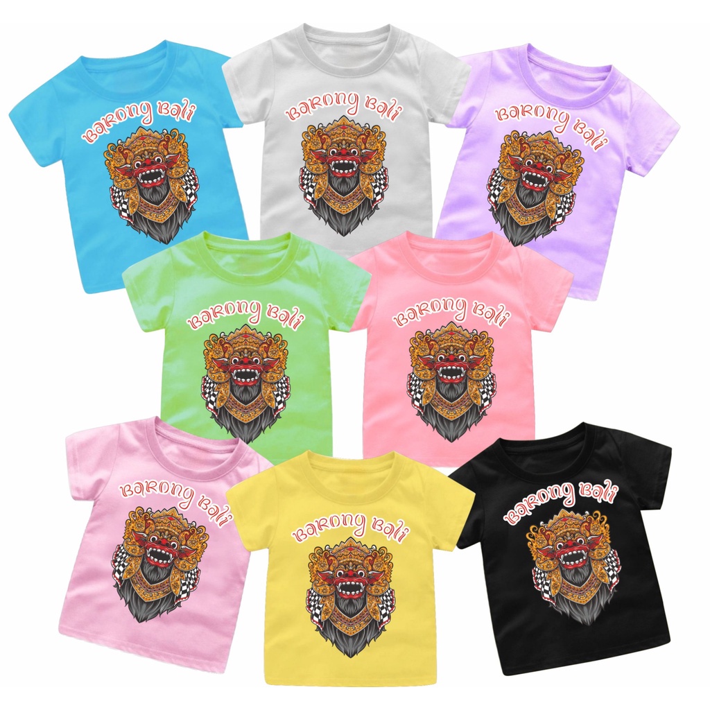 Baju Atasan Kaos BARONG BALI Anak Cewek-Cowok usia 1-12Tahun viral S-3XL warna soft