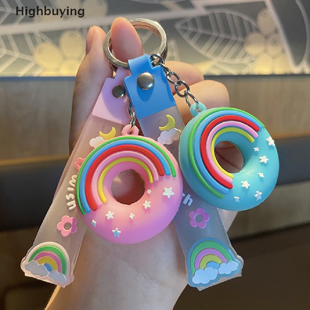 Hbid Fashion Kawaii Baru Makanan Donat PVC Gantungan Kunci Untuk Wanita Pria Lucu Ransel Liontin Aksesoris Aesthetic Pasangan Hadiah Gantungan Kunci Mobil Glory