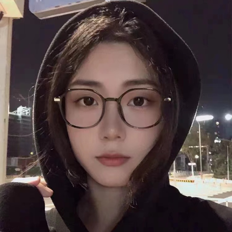 (YUZHU) Kacamata Baca Cetak Bingkai Bulat Fashion Korea INS Gaya Warna Permen Shimmer Halus HD Plus Eyeglasses