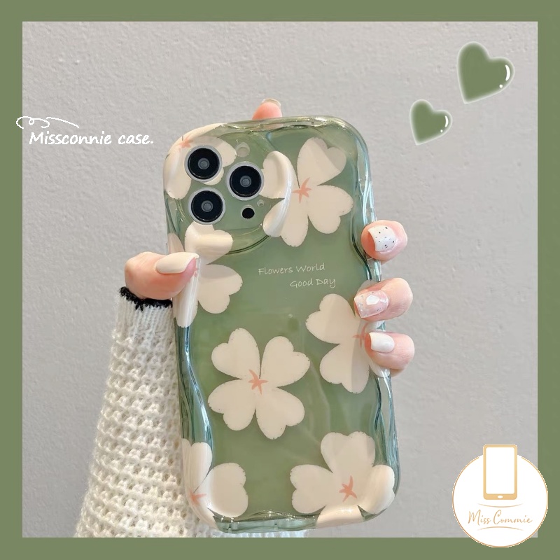 IPHONE Floral Soft Tpu Phone Case Kompatibel Untuk Iphone11 13 12 14 Pro Max7 8 6s 6 Plus XR X XS Max SE 2020 Glossy 3D Wavy Curved Edge Fresh Flower Airbag Shockproof Purple Cover