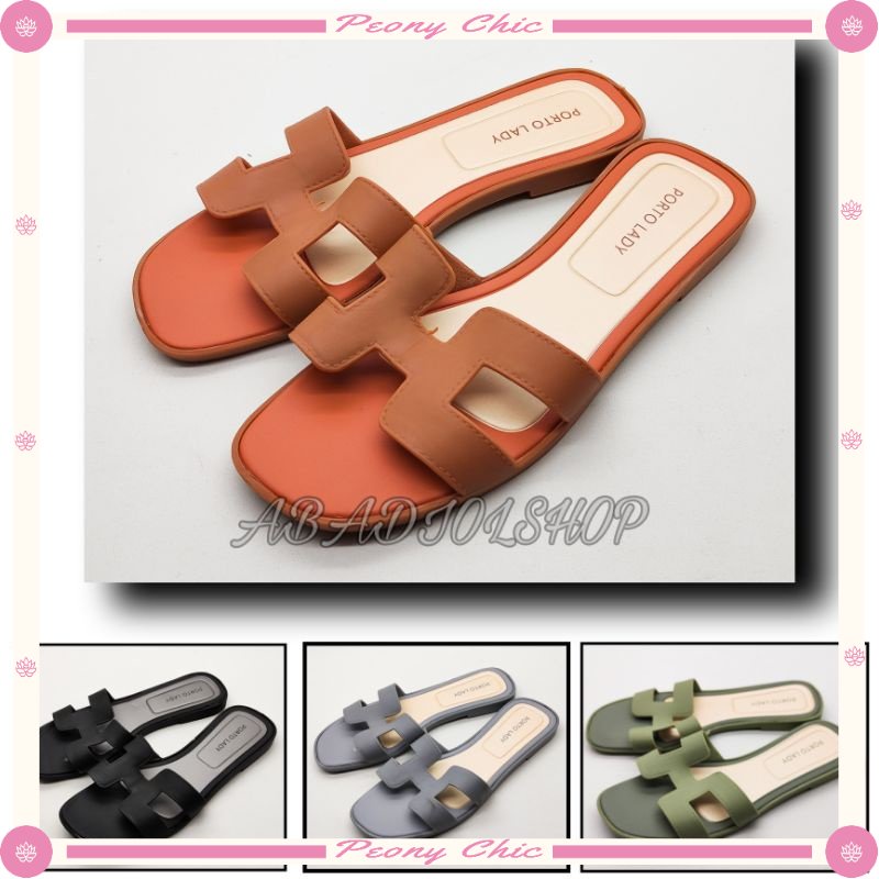 DISKON FASHION PREMIUM MURAH / PORTO - SANDAL SELOP HERMES WANITA / SANDAL PORTO JELLY KARET / PORTO
