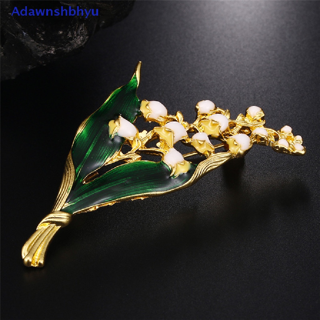 Adhyu Enamel Putih Bunga Daun Bros Pin Buket Baju Kerah Pin Hadiah Wanita Perhiasan ID