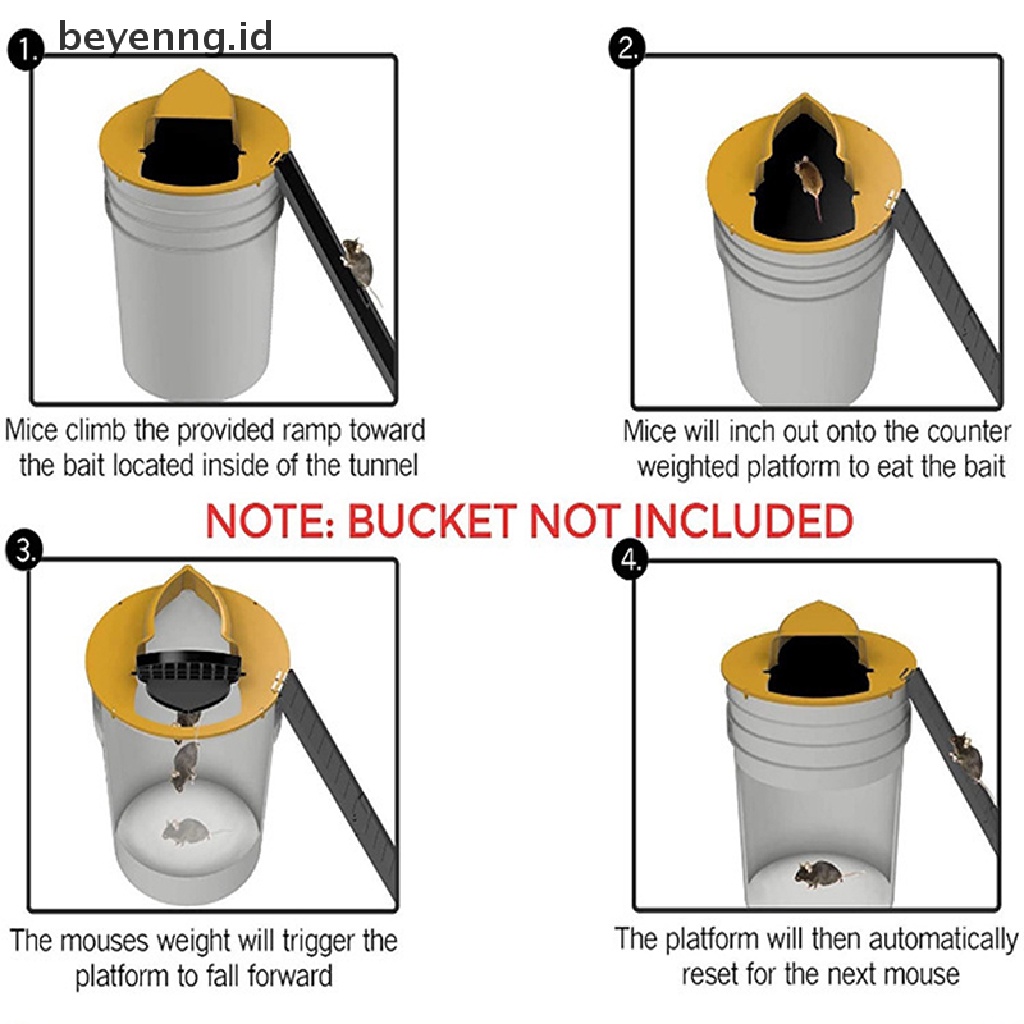 Beyen Reusable Smart Mouse Rat Trap Plastik Flip Slide Bucket Lid Mouse Perangkap Tikus ID
