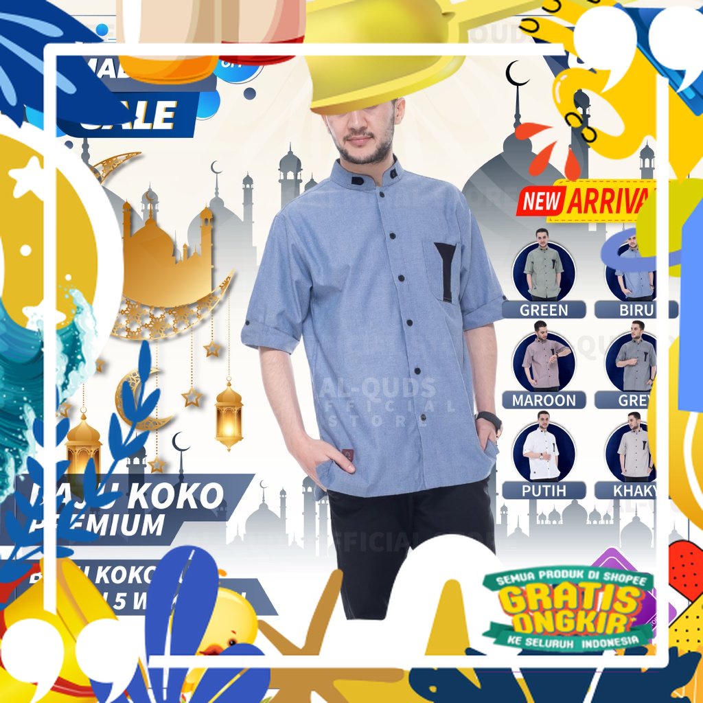 Super Mewah / Baju Koko Pria Dewasa Muslim Lengan Pendek Panjang Kurta Dewasa Pria Putih Hitam Kemej