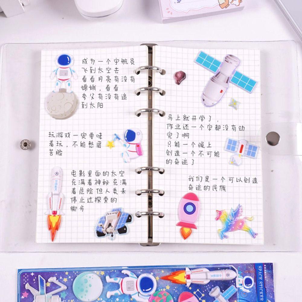 Mxbeauty 3D Gelembung Busa Stiker Siswa 1lembar DIY Scrapbook Luar Angkasa Astronot Seri Ponsel Case Stiker Hias