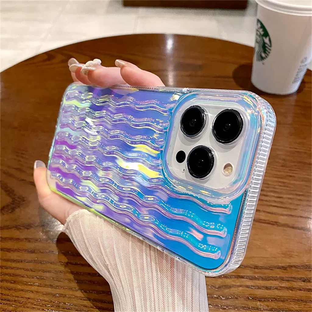 Casing Transparan laser Mewah iPhone 14 Pro Max Plus case iPhone 11promax Square case12 13 Pro Max Kreatif Sepenuhnya Tertutup Perlindungan shockproof Silikon Lembut Penutup Belakang