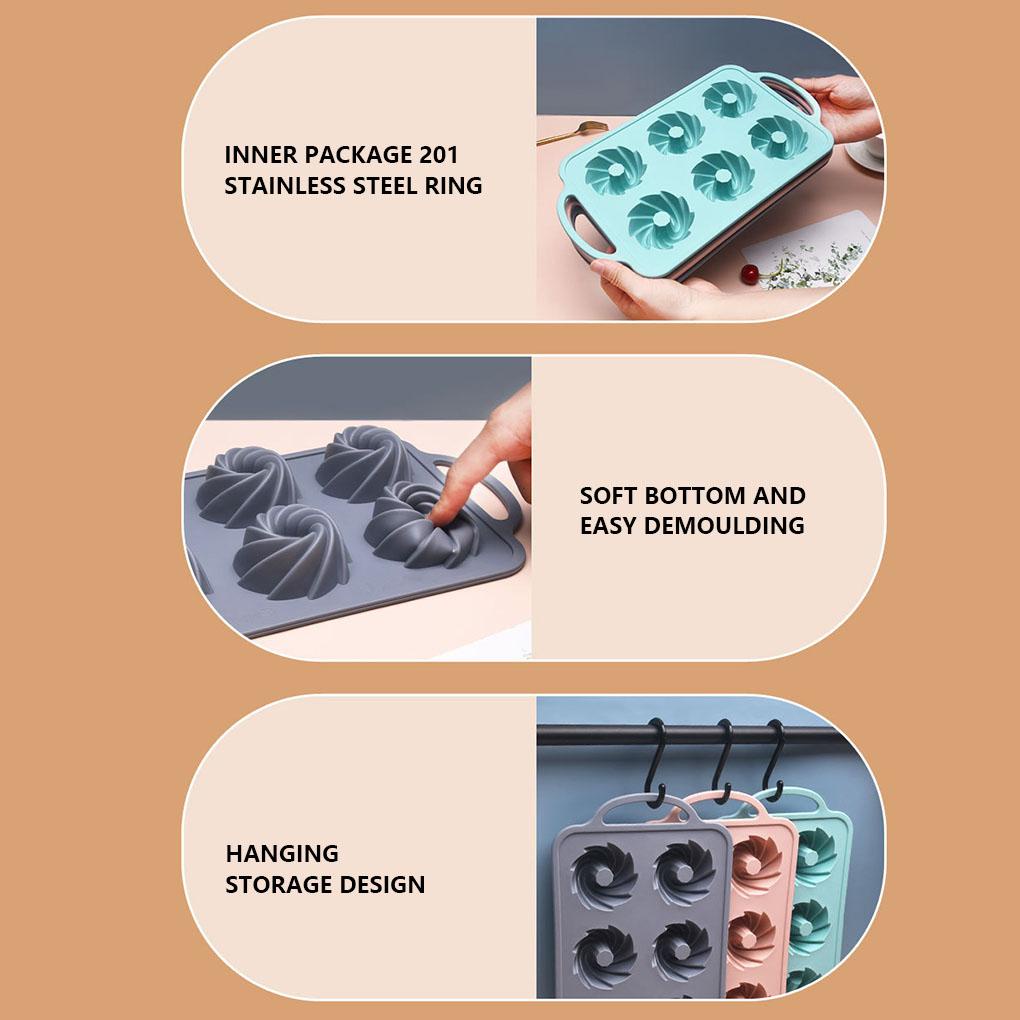 6kisi Cetakan Silikon Kue Baking Tools Patisserie Cupcake Decoration Mould Desserts Muffin Cream Aksesoris Dapur