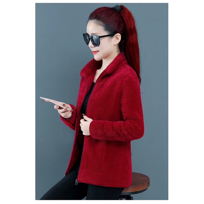sweater wanita berkualitas - Beenle Jaket Sherpa Ziper.