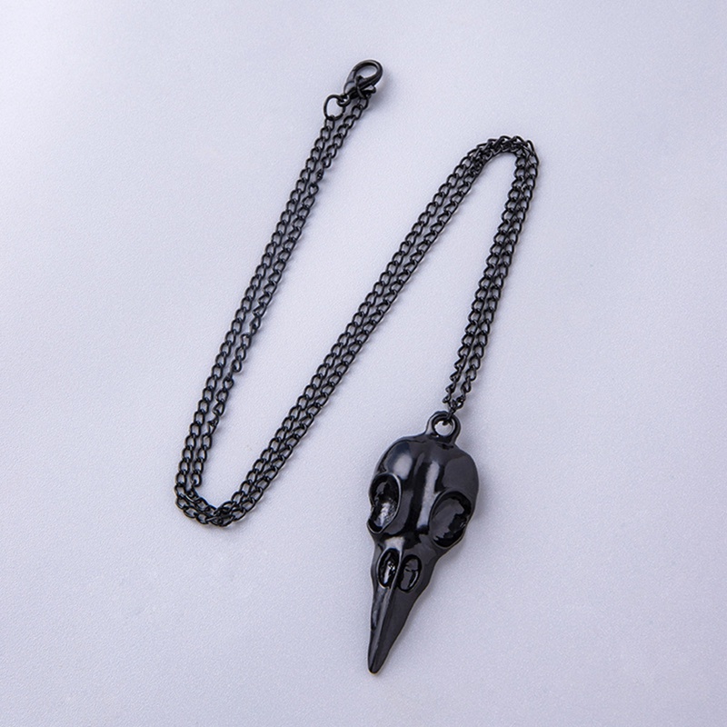 Hot Selling Mode Novelty Stereo Crow Head Skull Pendant Kalung Rantai Hadiah Natal