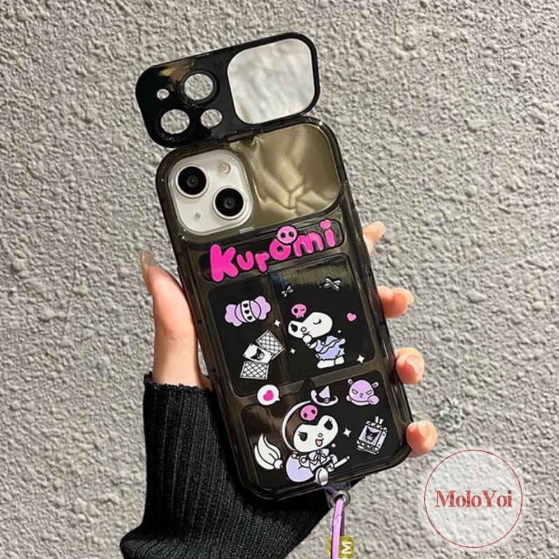 IPHONE Kartun Yang Indah Kalomi Kreatif Flip Make Up Mirror Case Kompatibel Untuk Iphone14 13 12 11 Pro MAX 11 XR 7 8 14 Plus X XS MAX SE 2020 Shockproof Soft TPU Phone Back Cover Case