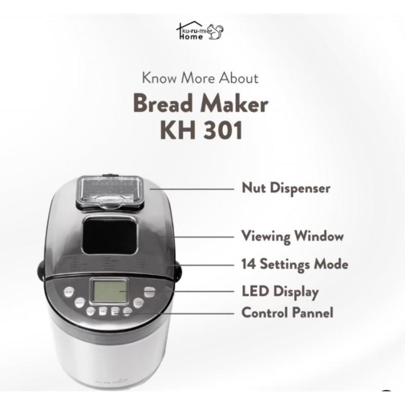 Kurumi Home Bread Maker Mesin Pembuat Roti KH 301