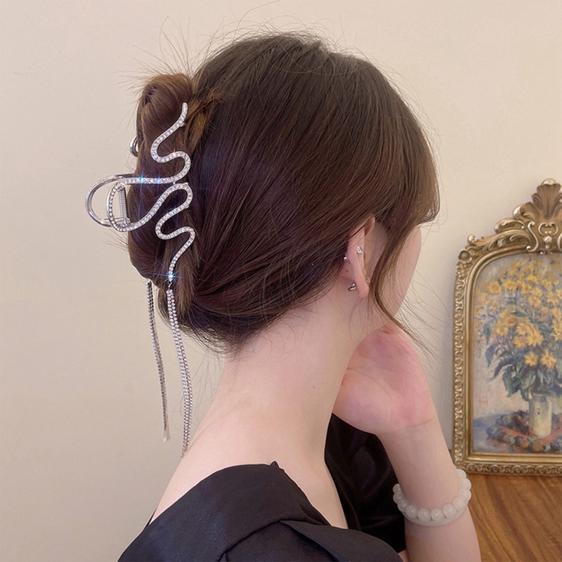 Berlian Imitasi Rambut Cakar Dengan Rumbai Kristal Mengkilap Jepit Rambut Untuk Wanita Geometris Barrette Hair Clip Fashion Pesta Aksesoris Rambut