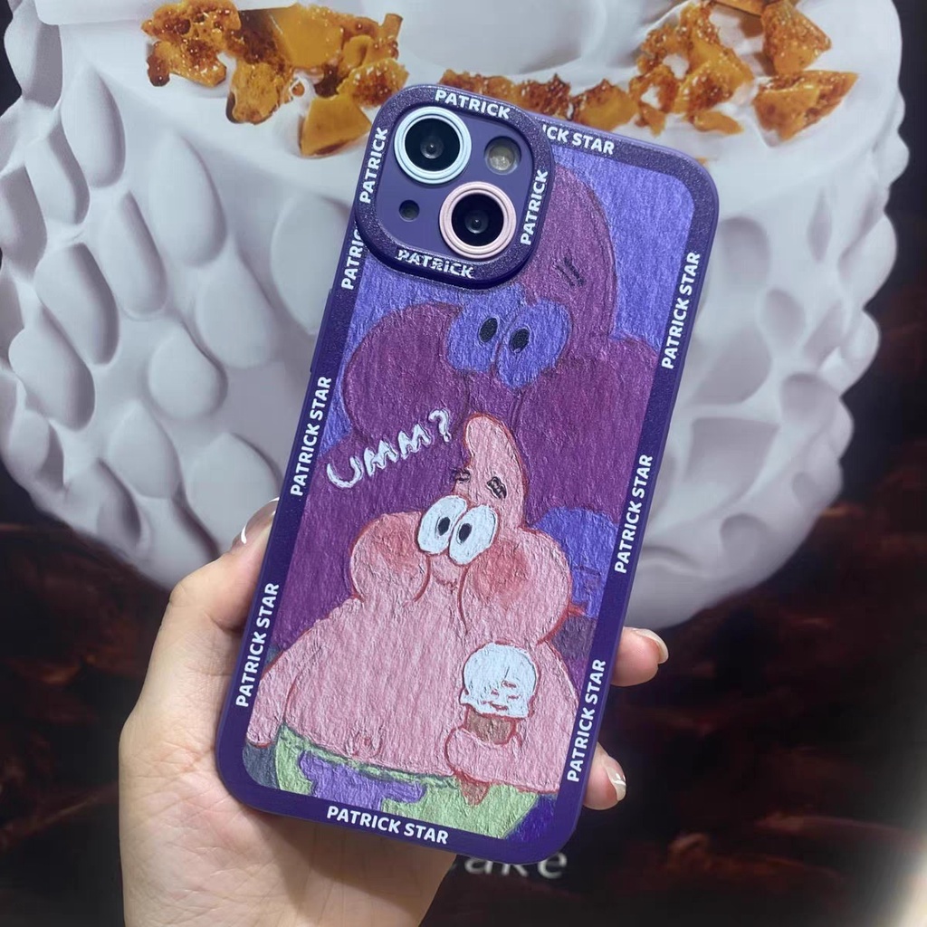 IPHONE Ins SpongeBob SquarePants Pola Cocok Untuk Iphone14 14pro 14plus 13 13pro 13prm iPhone12 7Plus 8Plus Xr XS 13 Pro Max Empat Sudut Casing Ponsel Tahan Guncangan