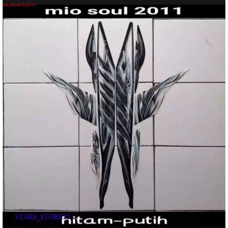 (ORI) STIKER STRIPING LES LIS BODI MOTOR MIO SOUL KARBU TAHUN 2011 PUTIH HITAM STANDAR KUALITAS ORIG