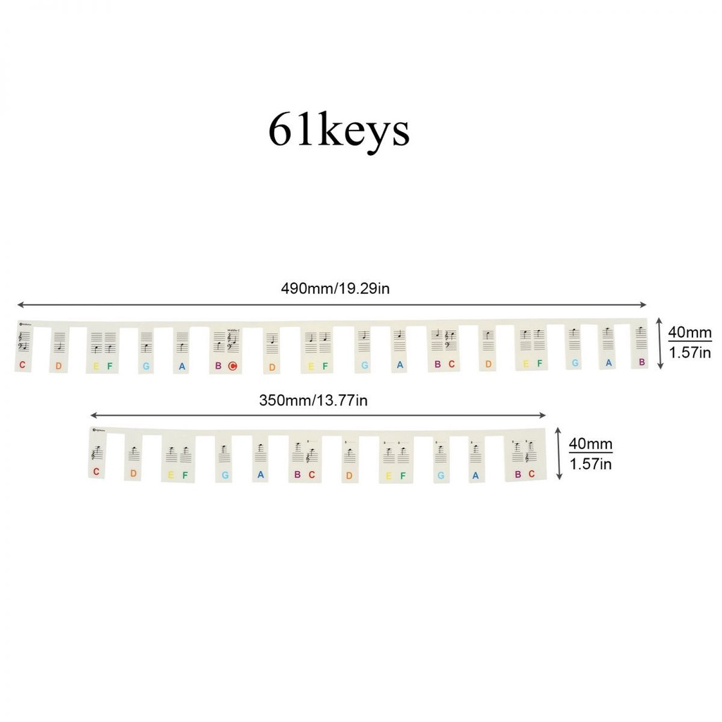 61 /88Kunci Piano Note Penanda Warna-Warni Strip Silikon Free Tempel Luminous Tipe Terawang