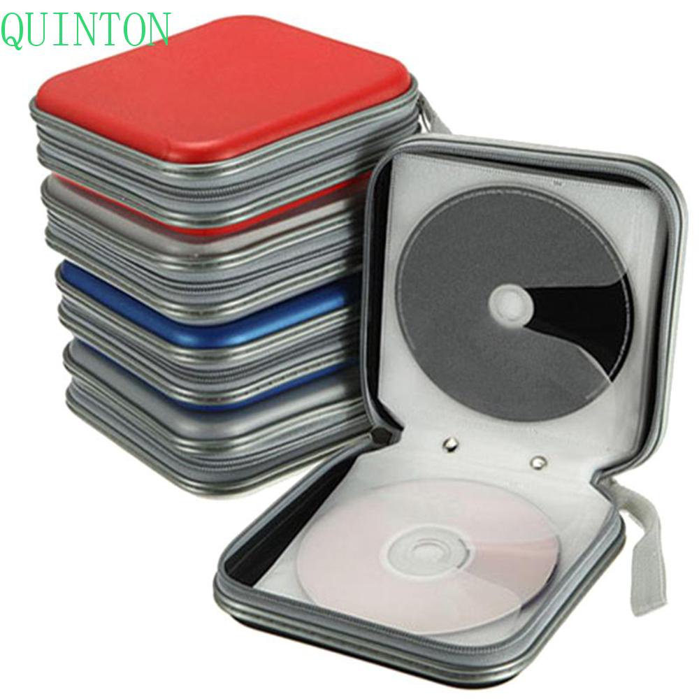 QUINTON 40pcs Capacity Storage Carry Pouch CD Case Disc Wallet Album Box with Zipper Holder Durable DVD Bag Organizer/Multicolor