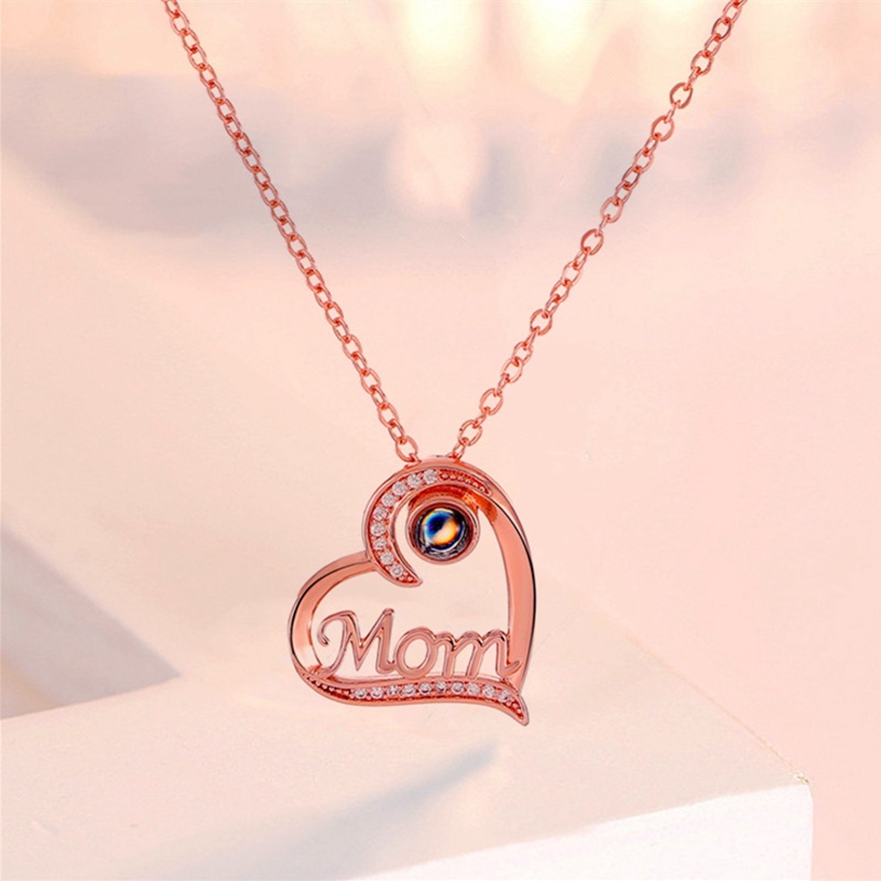 100bahasa I Love You Mama Pesona Rantai Kalung Hadiah Hari Ibu Cinta Bentuk Hati Liontin Choker Hadiah Liburan Ibu