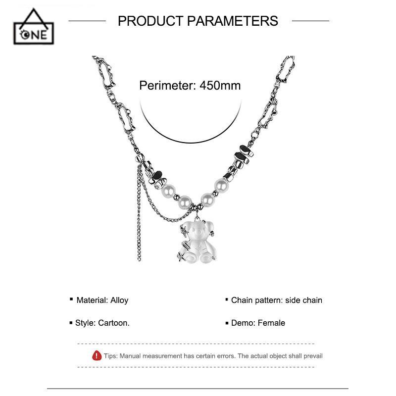 COD❤️Kalung beruang wanita korea rantai rumbai mutiara bear tulang selangka kepribadian angin sejuk yang manis dan sejuk perempuan