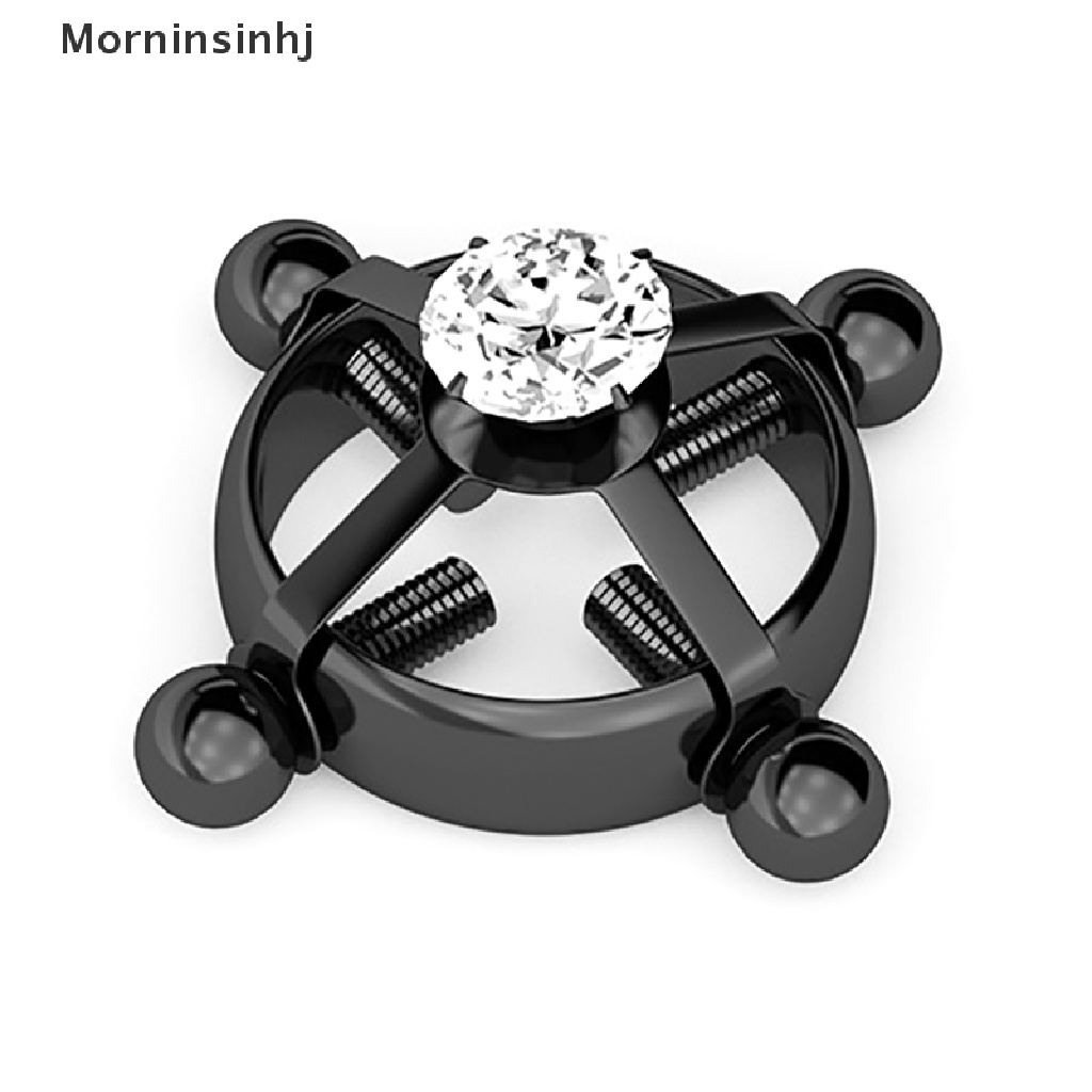 Mornin Baru Stainless Steel Perhiasan Puting Palsu Putaran Non Nipple Cincin Bertatahkan Zirkon Fake Nipple Sexy Jewelry Charming Nipple Clips Clamping id