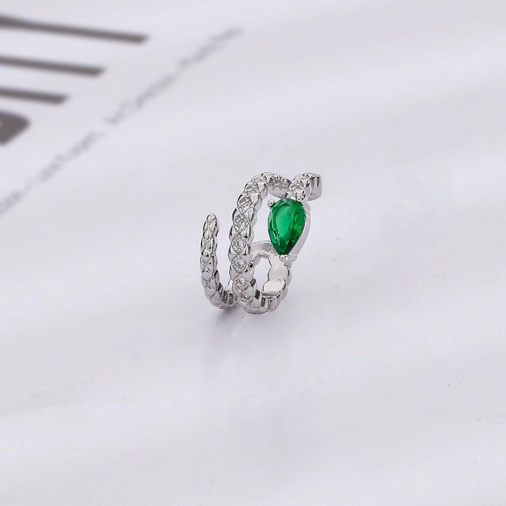 Mxbeauty Ular Telinga Tulang Klip Kepribadian Hip Hop Emerald Anting Desain Fashion Warna Solid Alloy Korea Telinga Manset