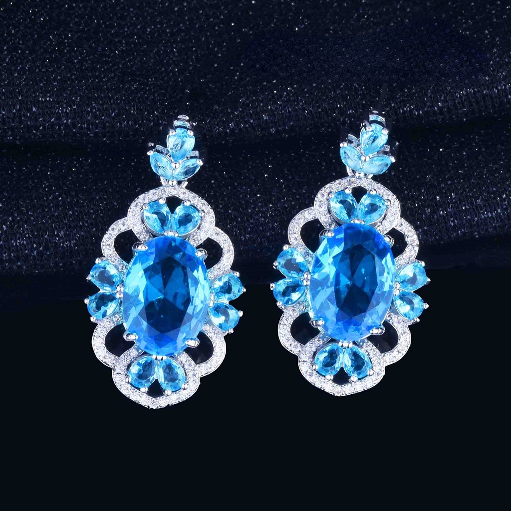 Goldkingdom Aksesoris Perhiasan Fashion Ready Stock Reykjavik Santa Maria Aquamarine Aurora City Colorful Treasure Earrings