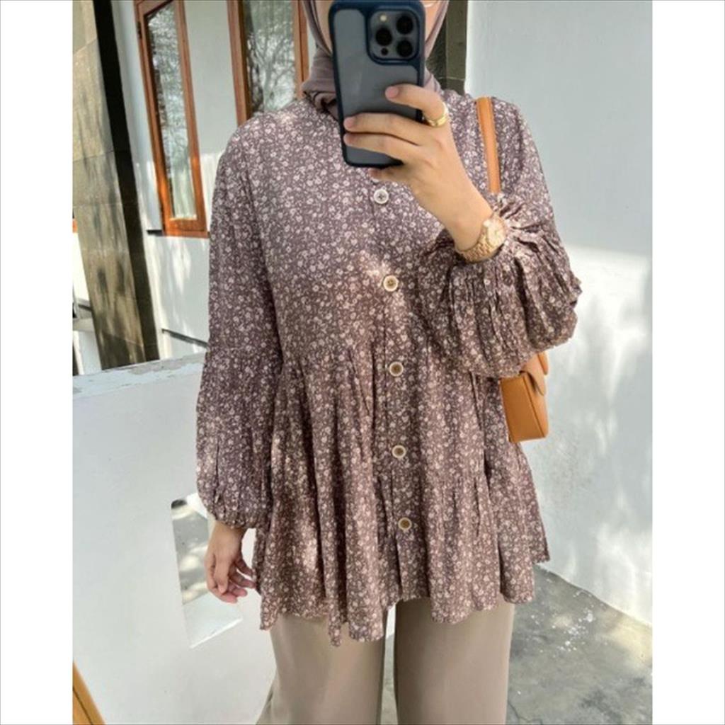 LS 1.125 - Maharani Blouse Katun Poly Pakaian Atasan Lengan Panjang Wanita