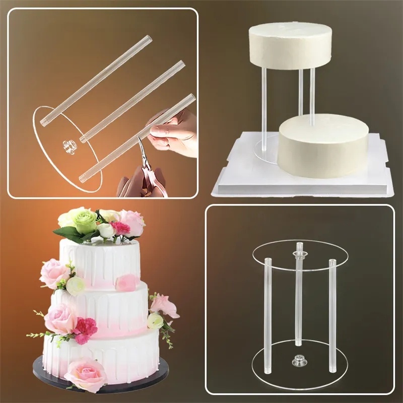 Bracket Piling Spacer Kue Multi-layer/Stand Penyangga Dessert Bulat/Dekorasi Kue DIY Pesta Ulang Tahun