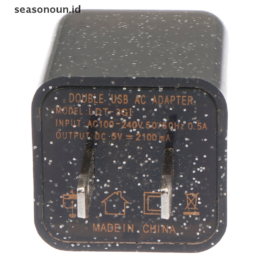 Seasonoun Color 2port USB Output 5V Colokan Charger Dinding Travel Power Adapter Telepon.