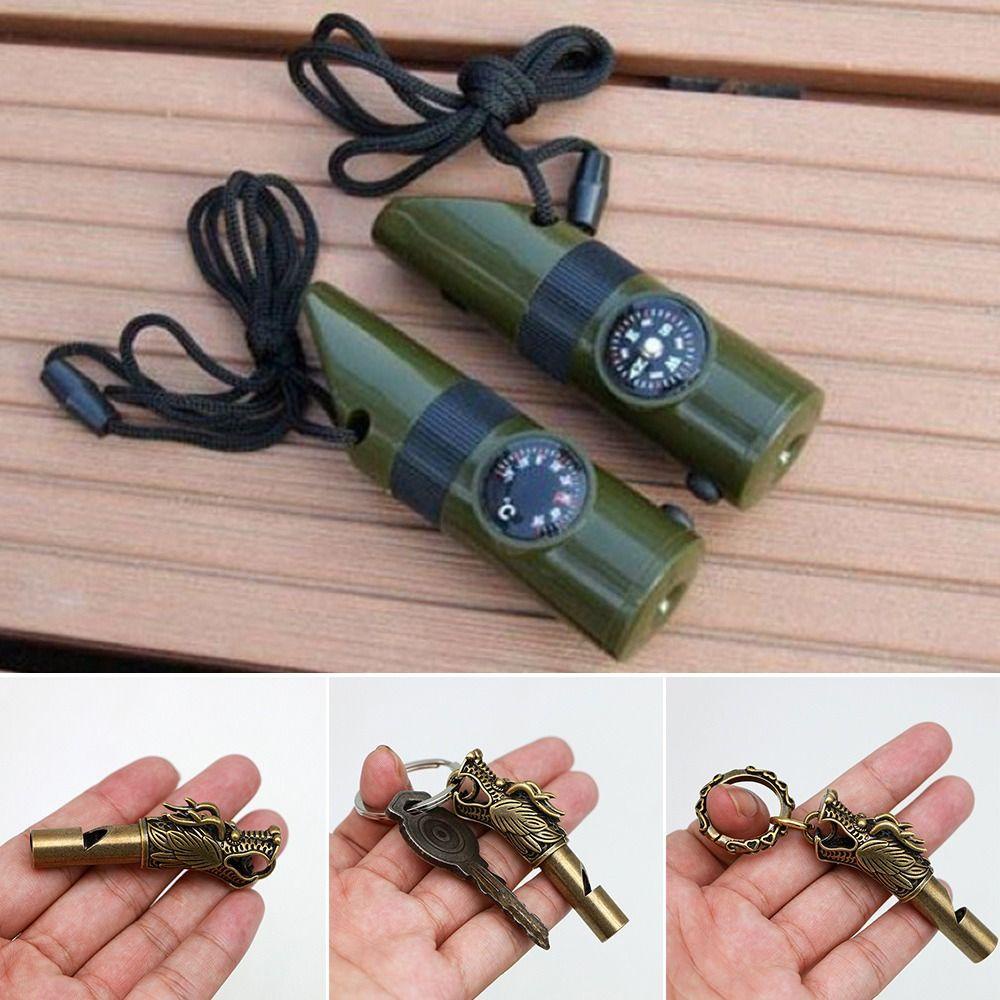 Chookyy Kuningan Peluit Logam Multifungsi Outdoor Camping Hiking Kalung Aksesoris Survival Alat Darurat