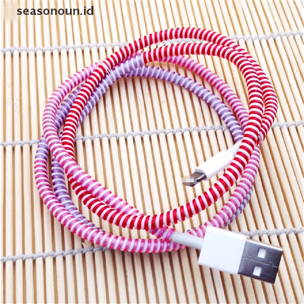 Seasonoun 10pcs Jalur Kabel Penutup Pelindung Pegas Untuk Telepon Kabel Cas Sinkronisasi Data USB.