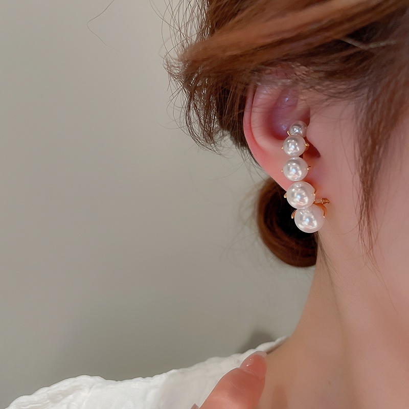 Kepribadian Geometris Melengkung Manik-Manik Anting Mutiara lady Korea