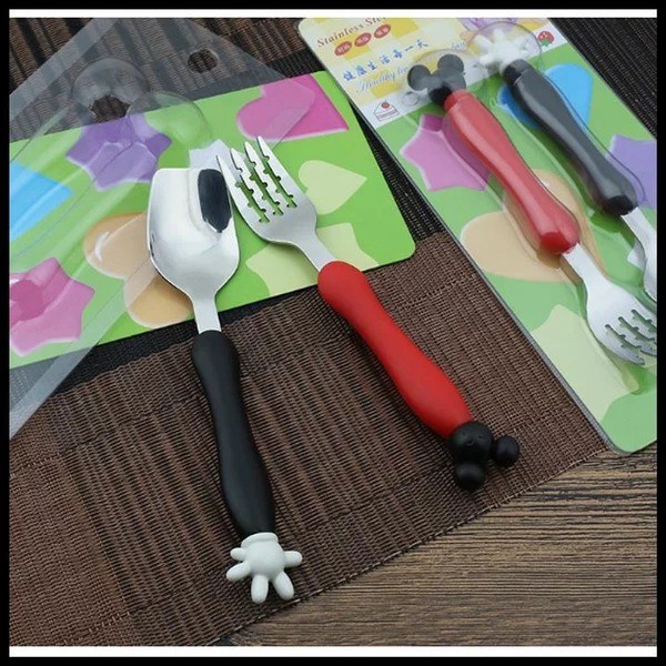 Set Sendok Garpu Perlengkapan Makan Anak Balita Stainless Mickey Besar