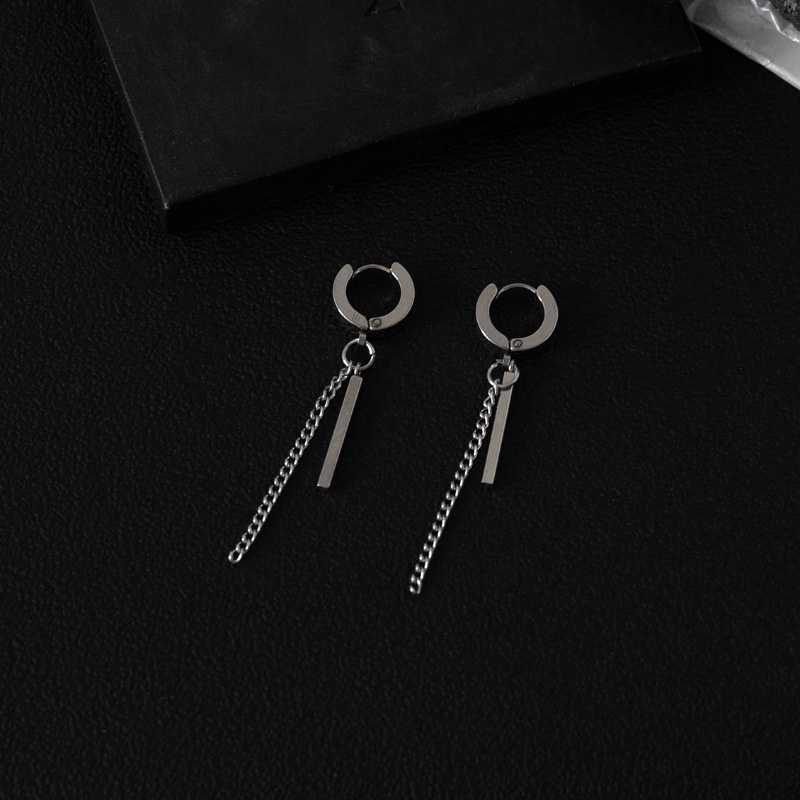 Anting Titanium Steel Rumbai Hip Hop Sederhana Unisex