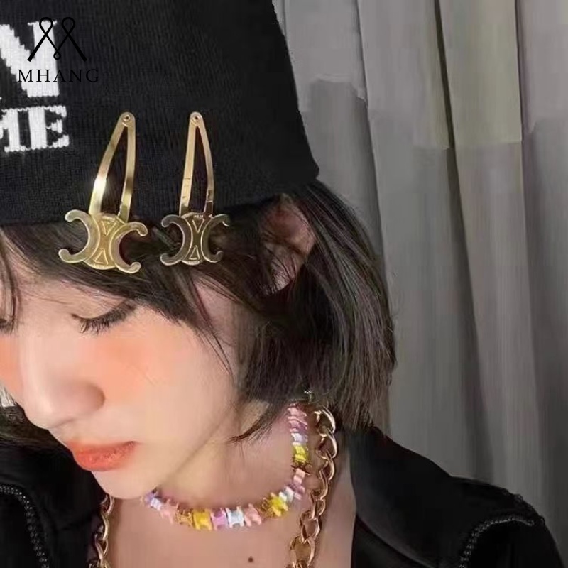 Golden Segitiga Triumphal Arch Hairpin Korea Sederhana Logam Jepit Rambut Wanita Perak Sisi HairClip