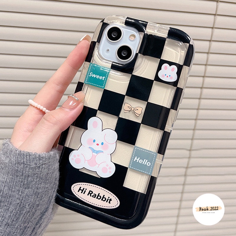 Case Beruang Kelinci Lucu Vivo Y02 Y15 Y35 Y22s Y33s Y15A Y91 Y12i Y01 Y1s Y50 Y30 Y15s Y17 Y12 Y20 Y22 Y11 Y21 Y20i Y21s Y12s Y93 Y95 Y91C Y20s G Checkerboard Couple Soft Airbag Case