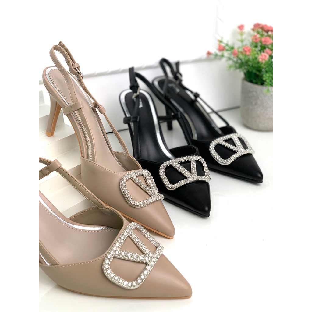 SEPATU WANITA HIGH HEELS ZS509 SLING BACK SHOES PREMIUM IMPORT