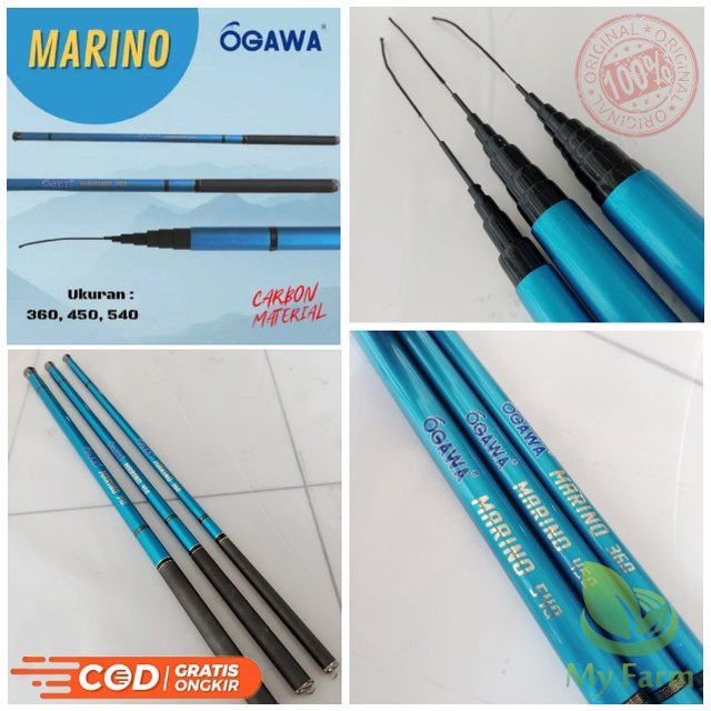 Joran Tegek Ogawa Marino 360 450 540 Ruas Panjang Bahan Carbon Super Kuat / Gayuan Tangkai Pancing T