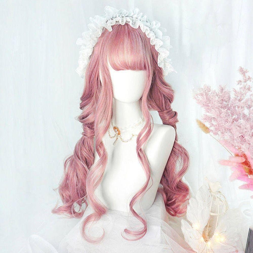 Lily Hair Wig Rambut Palsu Wanita Rambut Palsu Full Pesta Pink Muda Coklat