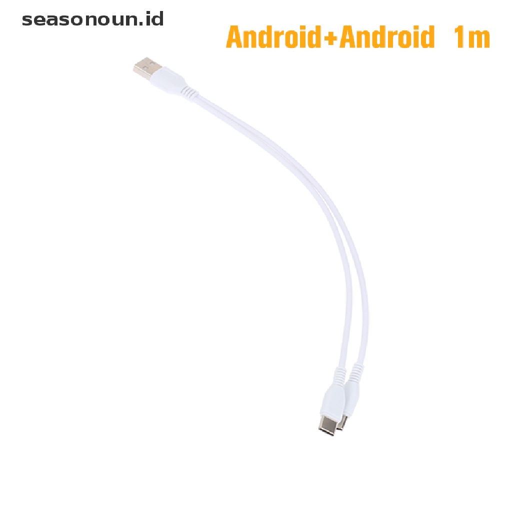 Seasonoun 2in1 USB Tipe C Micro USB C Cable Handphone Kabel Pengisian Cepat Untuk Huaiwei Samgsung Xiaomi Type C Charge Cord Wire Kabel Cas Android TYPE-C.