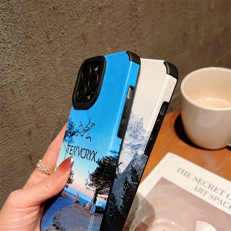 Casing Kulit Gunung Salju Untuk iPhone 14 Pro Max 13 Pro 12 11 Pro Max14 Plus 11Pro 78 Plus X Xs Max XR Landscape Soft Back Cover