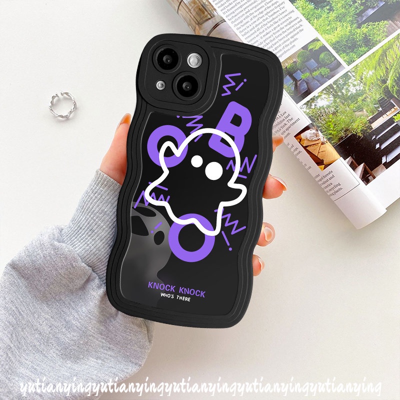 IPHONE Kompatibel Untuk Iphone7 8 Plus XR 11 13 12 14 Pro Max 6s 6x XS Max14 Plus SE 2020 7Plus Ghost Lucu Case Kartun Lucu Monster Kecil Lembut Bergelombang Tepi Penutup Belakang