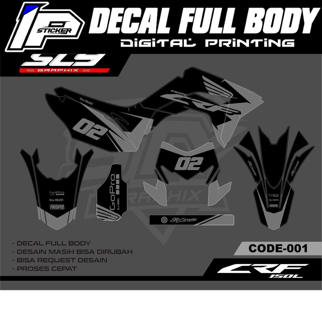 DECAL CRF 150L HITAM ABU ABU DOFF