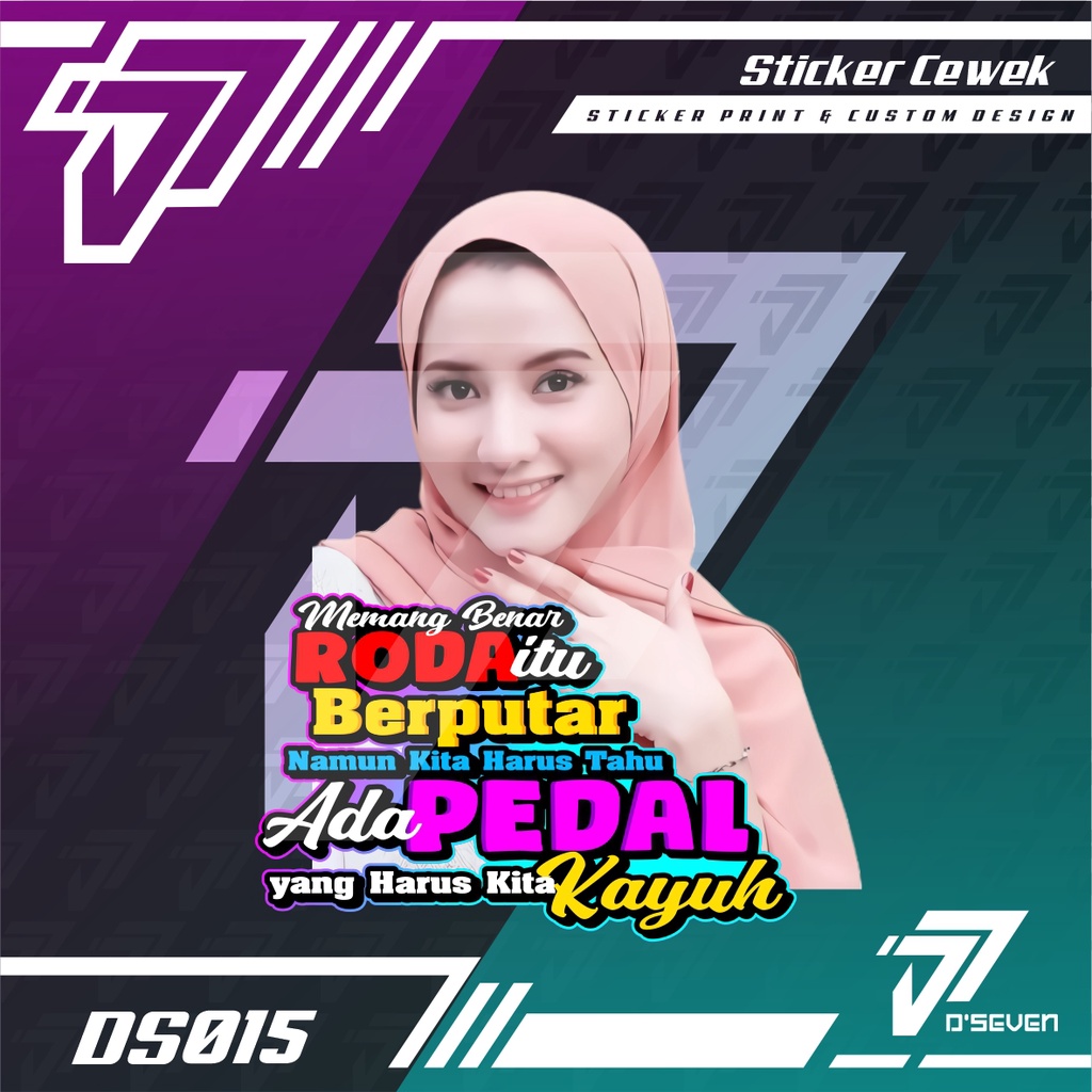 Stiker Foto Cewek Cantik Hijab Vector Custom Bisa Request Foto & Kata-kata - Stiker Mobil / Motor / 