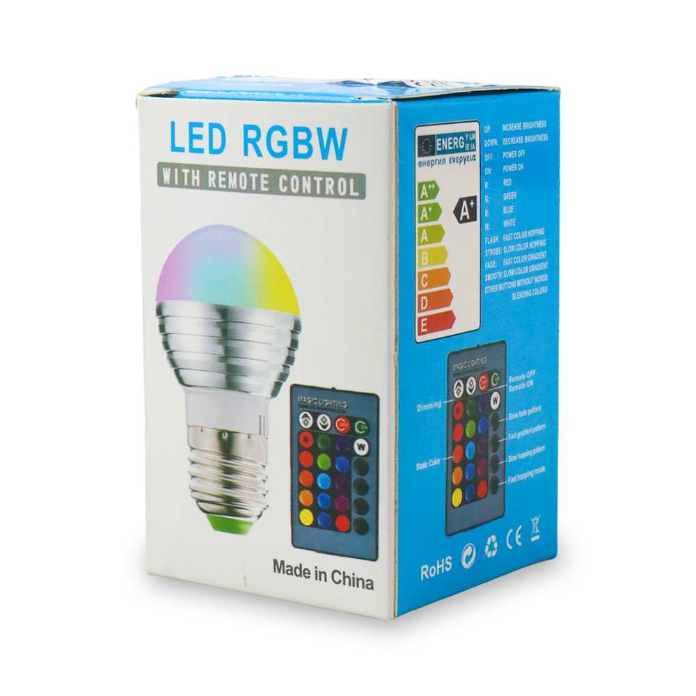 (BISA COD) FTIHSHP LED Lampu Bohlam LED RGB 3W 16 Color E27 with Remote Control - 2835